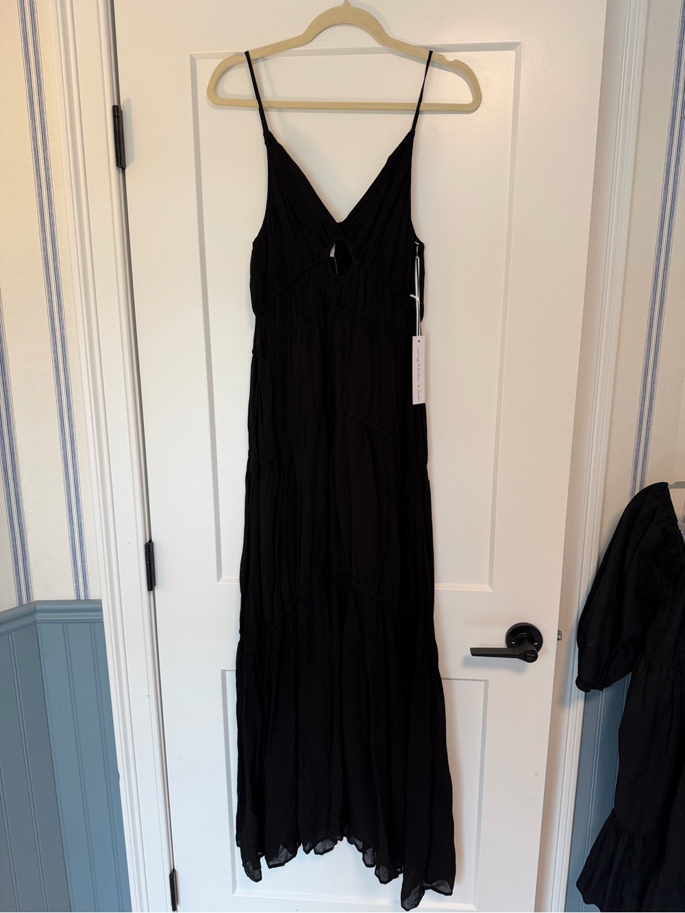 NWT!! Young Fabulous & Broke Women’s Black Tiered Spaghetti Strap Maxi Dress